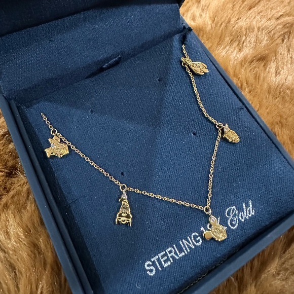 Disney Parks CRISLU Character Faces Sterling 18K Gold Necklace with mini CZ - Picture 4 of 6